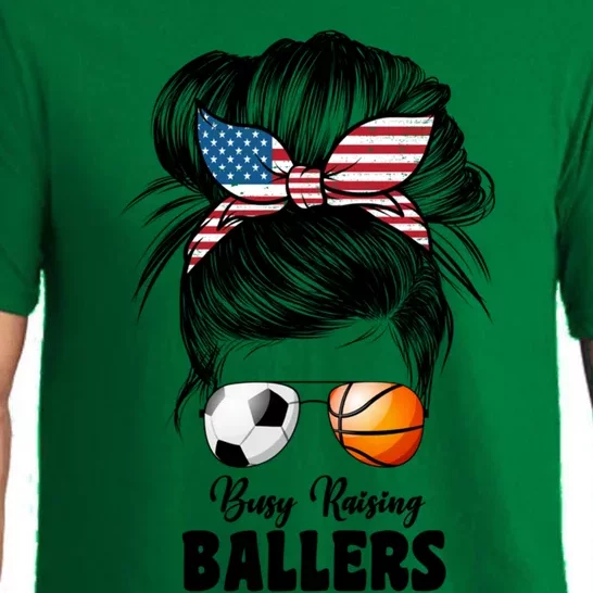 Busy Raising Ballers Soccer And Basketball Mom Mom Cool Gift Pajama Set