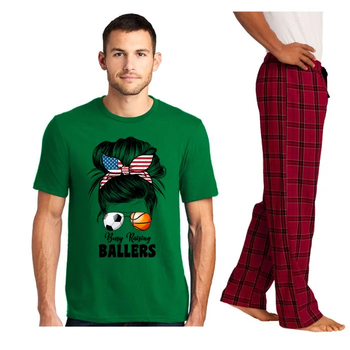 Busy Raising Ballers Soccer And Basketball Mom Mom Cool Gift Pajama Set