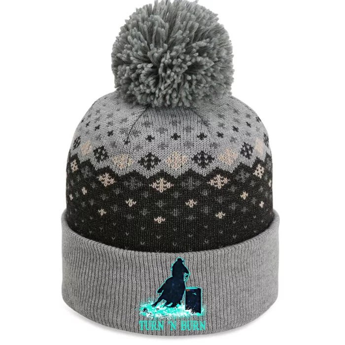 Barrel Racer Barrel Racing Horse Turn And Burn Teal Blue Cute Gift The Baniff Cuffed Pom Beanie