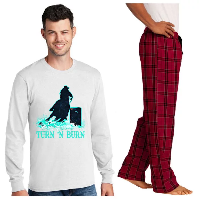 Barrel Racer Barrel Racing Horse Turn And Burn Teal Blue Cute Gift Long Sleeve Pajama Set