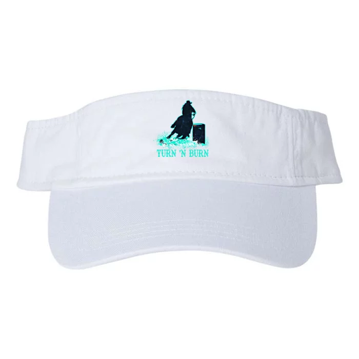 Barrel Racer Barrel Racing Horse Turn And Burn Teal Blue Cute Gift Valucap Bio-Washed Visor