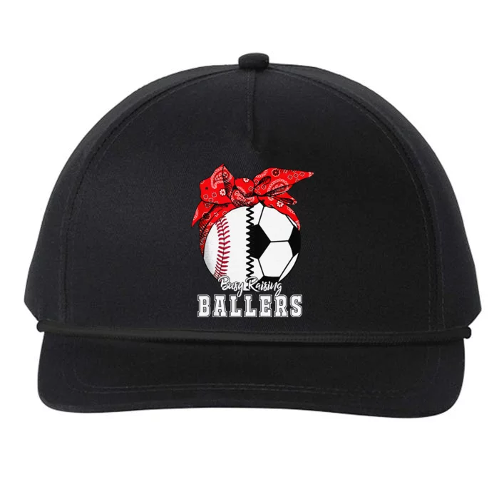 Busy Raising Ballers Baseball Soccer Bandana Mothers Day Snapback Five-Panel Rope Hat