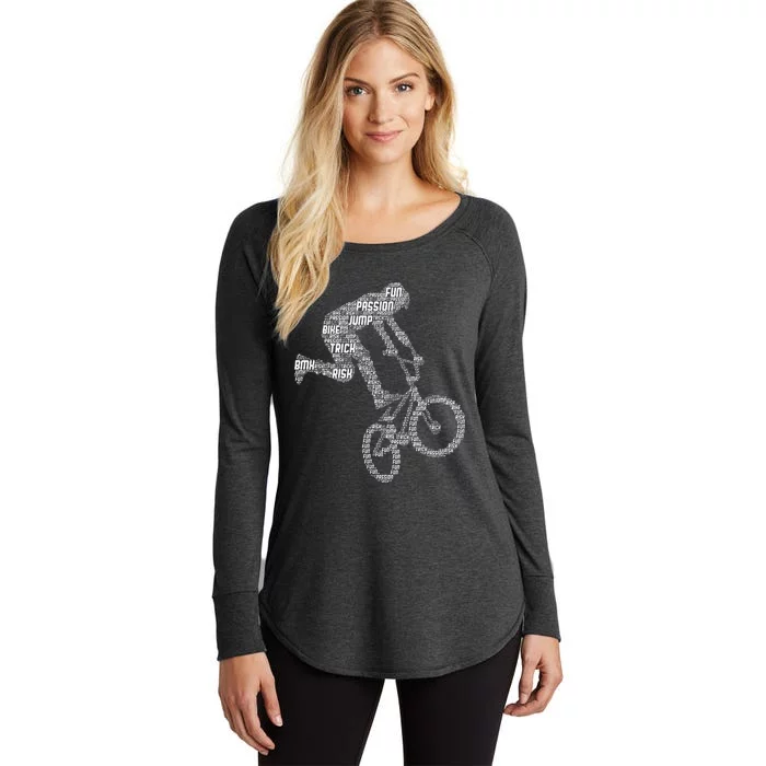 Bmx Rider Bike Bicycle Stunt Racing Women's Perfect Tri Tunic Long Sleeve Shirt