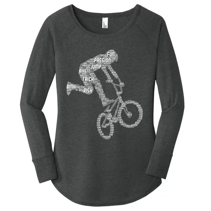 Bmx Rider Bike Bicycle Stunt Racing Women's Perfect Tri Tunic Long Sleeve Shirt