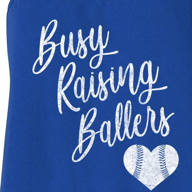 Busy Raising Ballers Baseball Softball Cute Gift Mom Gift Women's Racerback Tank