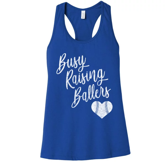 Busy Raising Ballers Baseball Softball Cute Gift Mom Gift Women's Racerback Tank