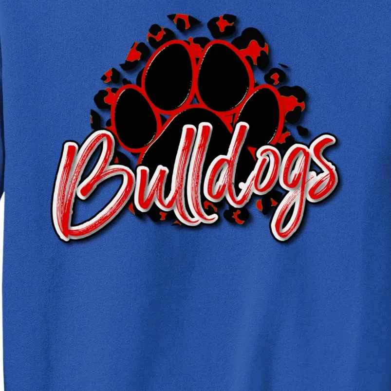 Bulldogs Red Black Cheetah School Sports Fan Team Spirit Tall Sweatshirt