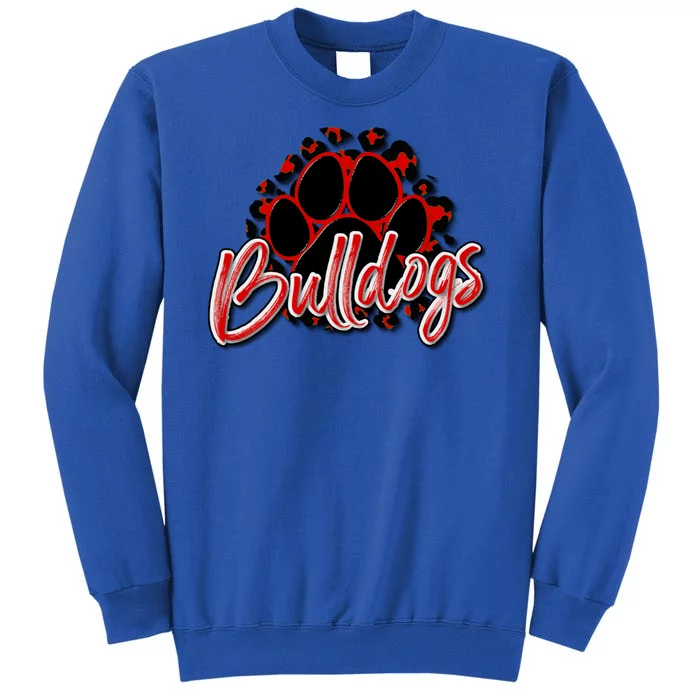 Bulldogs Red Black Cheetah School Sports Fan Team Spirit Tall Sweatshirt