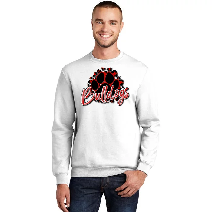 Bulldogs Red Black Cheetah School Sports Fan Team Spirit Sweatshirt