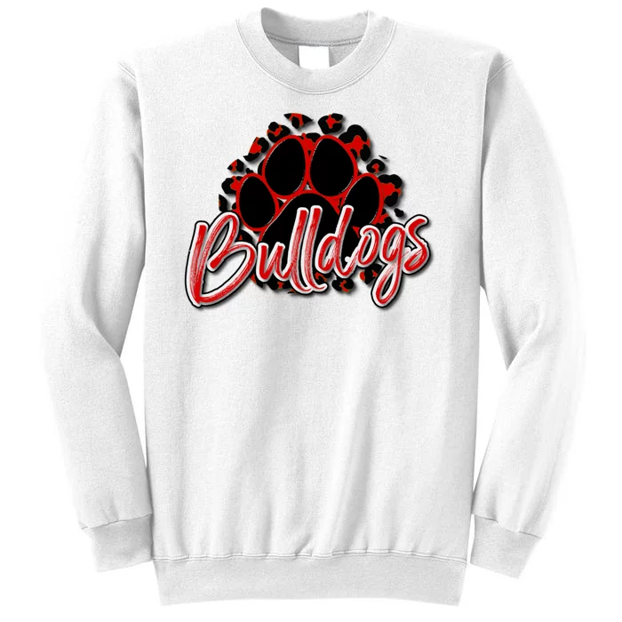 Bulldogs Red Black Cheetah School Sports Fan Team Spirit Sweatshirt