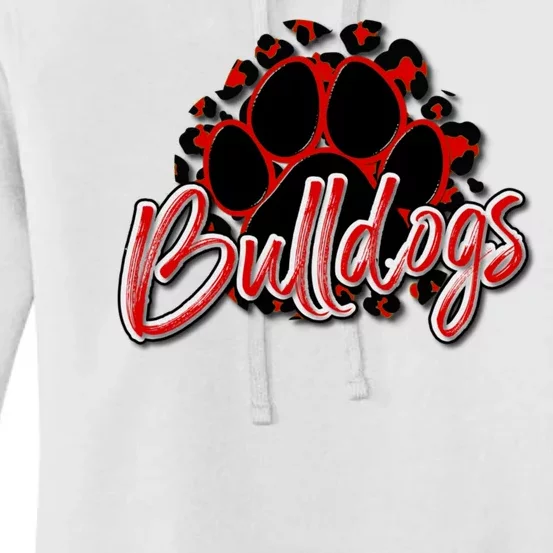 Bulldogs Red Black Cheetah School Sports Fan Team Spirit Women's Pullover Hoodie