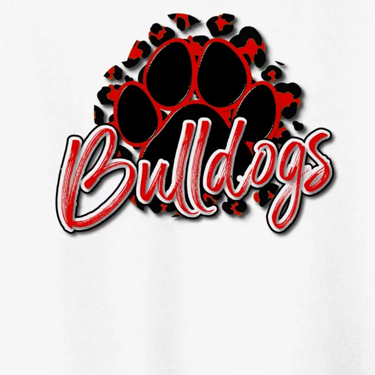 Bulldogs Red Black Cheetah School Sports Fan Team Spirit Toddler T-Shirt