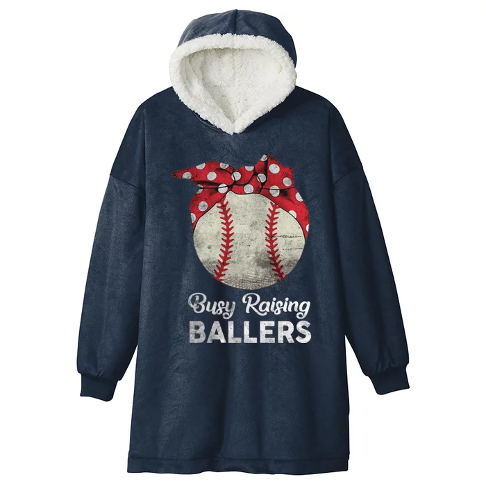 Busy Raising Ballers Mom Funny Baseball Tee Baseball Mother Hooded Wearable Blanket