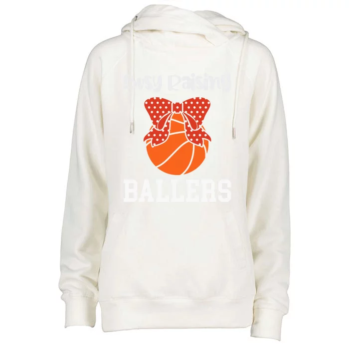 Busy Raising Ballers Basketball Mom Gift Womens Funnel Neck Pullover Hood