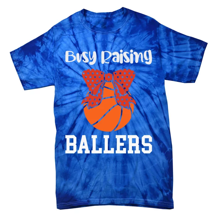 Busy Raising Ballers Basketball Mom Gift Tie-Dye T-Shirt