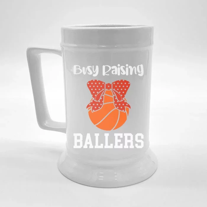 Busy Raising Ballers Basketball Mom Gift Front & Back Beer Stein