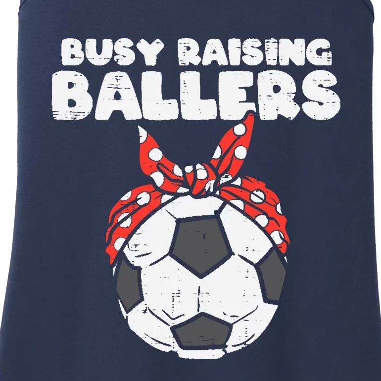 Busy Raising Ballers Soccer Polka Bandana Mom Football Wo Ladies Essential Tank