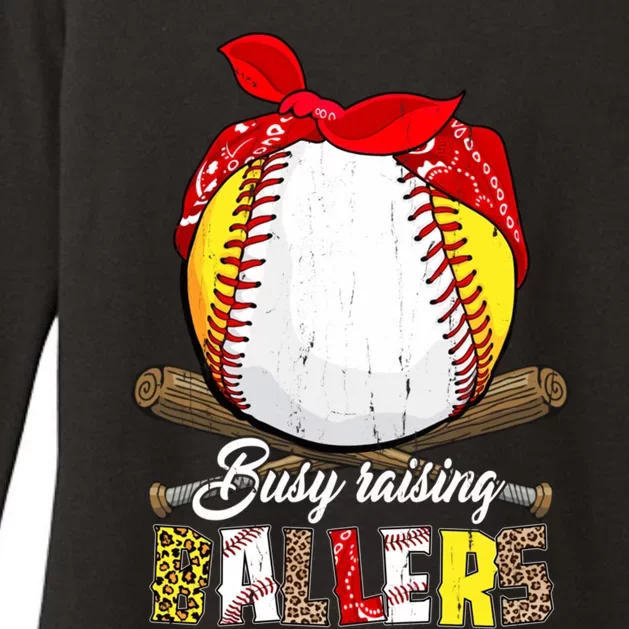 Busy Raising Ballers Softball Baseball Mom Life Funny Gift Mom Gift Womens CVC Long Sleeve Shirt