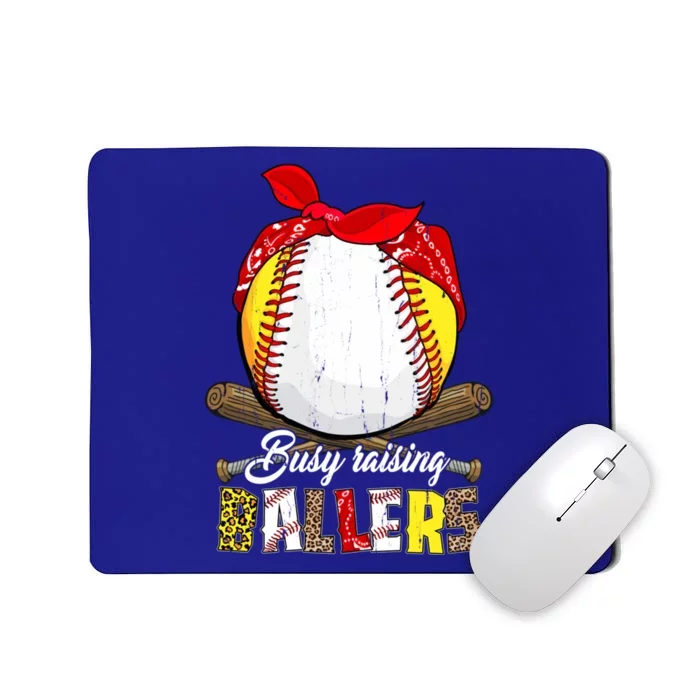 Busy Raising Ballers Softball Baseball Mom Life Funny Gift Mom Gift Mousepad