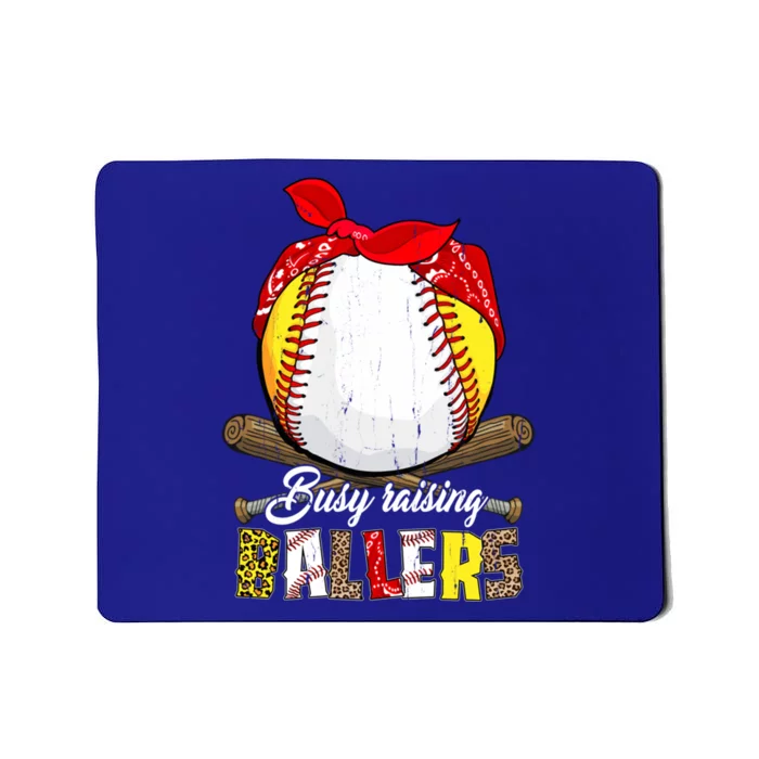 Busy Raising Ballers Softball Baseball Mom Life Funny Gift Mom Gift Mousepad