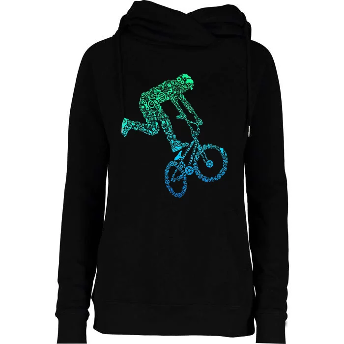 Bmx Rider Bike Bicycle Stunt Racing Womens Funnel Neck Pullover Hood