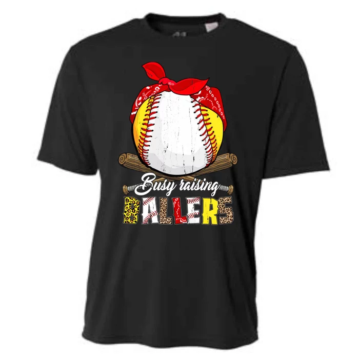 Busy Raising Ballers Softball Baseball Mom Life Gifts Mom Cooling Performance Crew T-Shirt