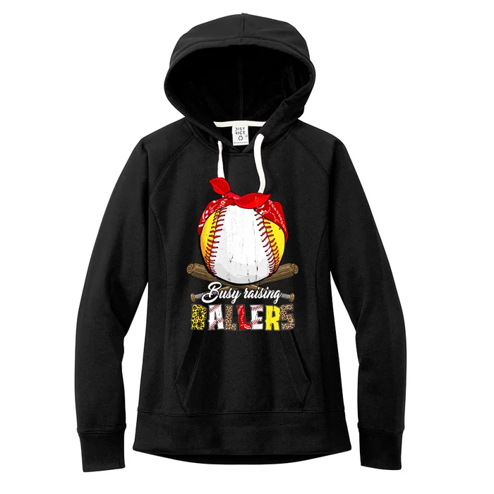 Busy Raising Ballers Softball Baseball Mom Life Gifts Mom Women's Fleece Hoodie