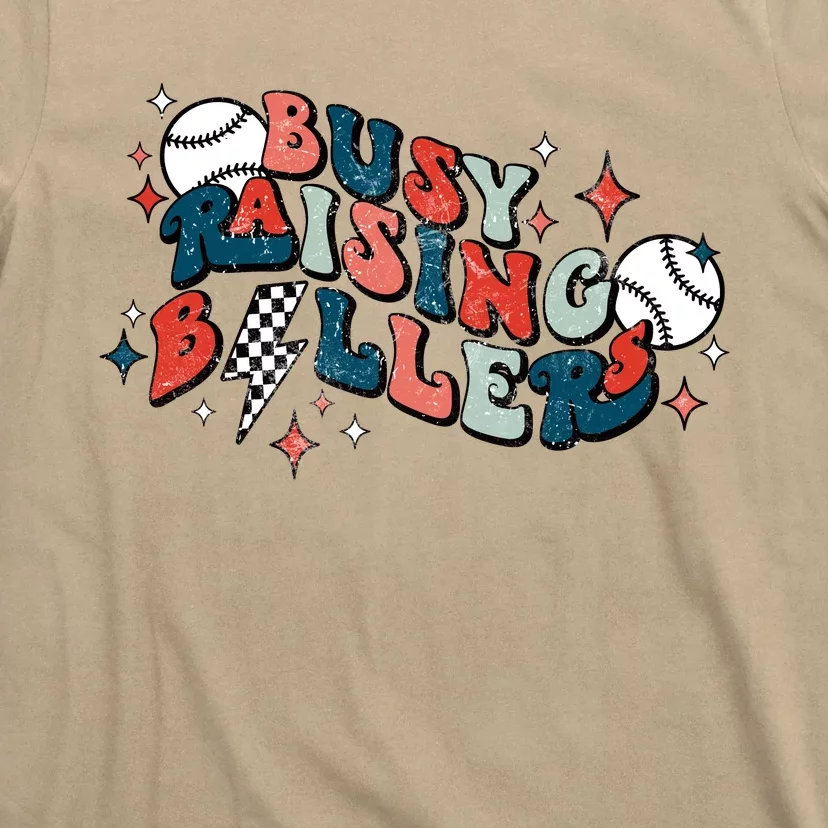 Busy Raising Ballers Funny Baseball Lover Mothers Day T-Shirt