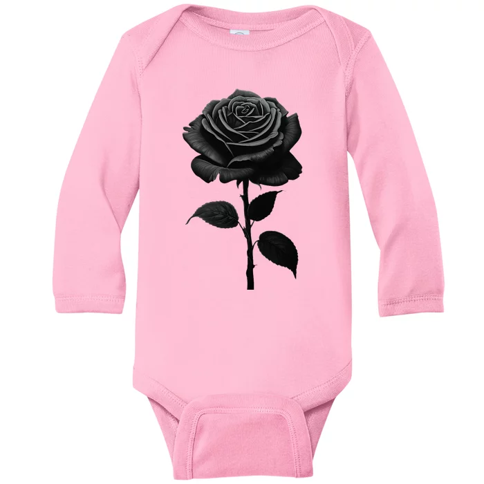 Black Rose Baby Long Sleeve Bodysuit