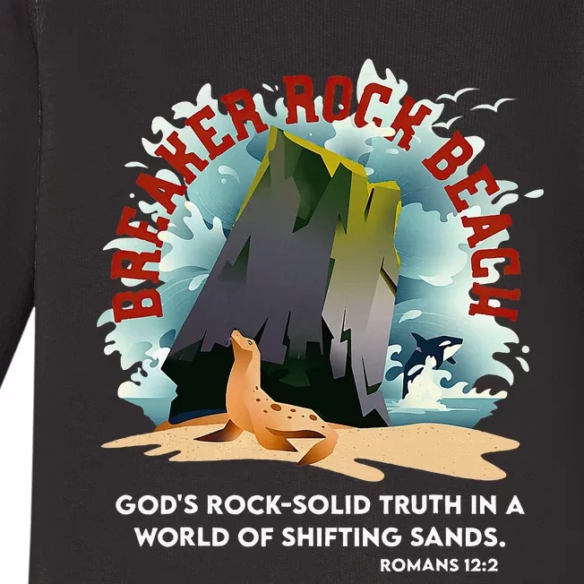 Breaker Rock Beach Gods Rock Solid Truth In A World Vbs 2024 Baby Long Sleeve Bodysuit