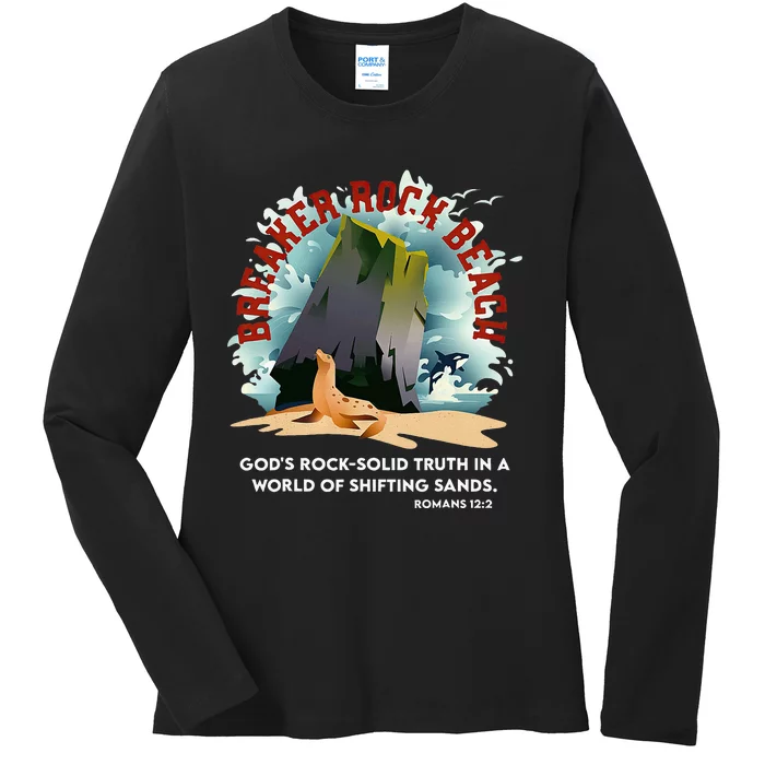 Breaker Rock Beach Gods Rock Solid Truth In A World Vbs 2024 Ladies Long Sleeve Shirt