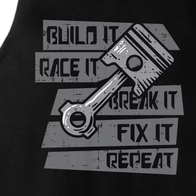 Build Race Break Fix It Repeat Auto Mechanic Ladies Tri-Blend Wicking Tank