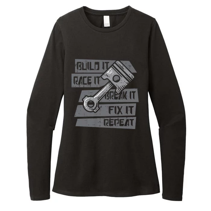 Build Race Break Fix It Repeat Auto Mechanic Womens CVC Long Sleeve Shirt