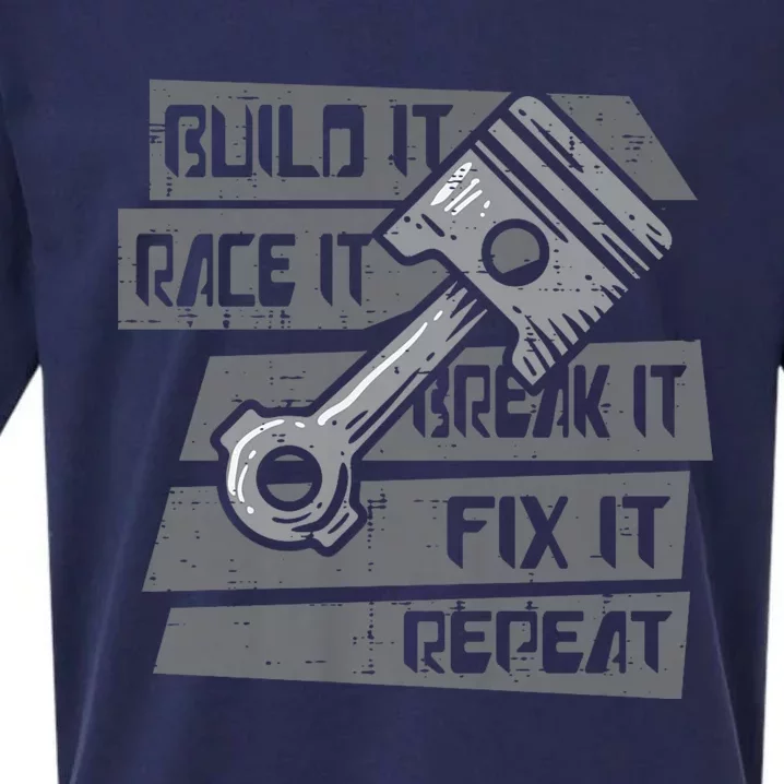 Build Race Break Fix It Repeat Auto Mechanic Sueded Cloud Jersey T-Shirt