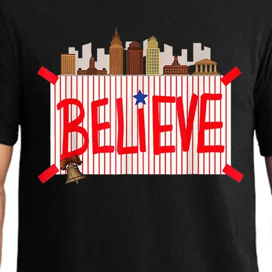 Believe Ring Bell Philadelphia Baseball Player Pajama Set