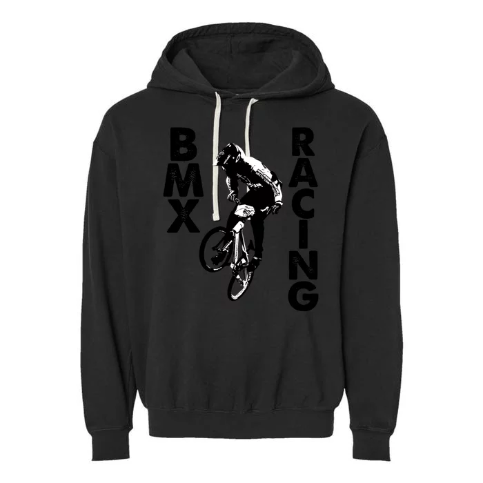 BMX Racing Biker Bike Garment-Dyed Fleece Hoodie