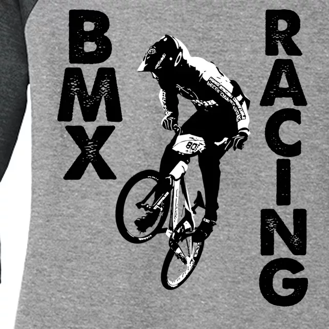 BMX Racing Biker Bike Women's Tri-Blend 3/4-Sleeve Raglan Shirt