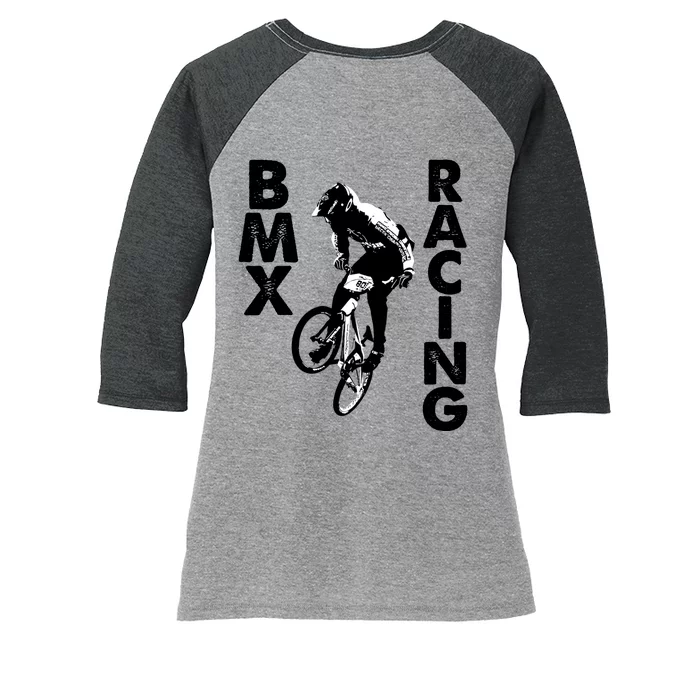 BMX Racing Biker Bike Women's Tri-Blend 3/4-Sleeve Raglan Shirt