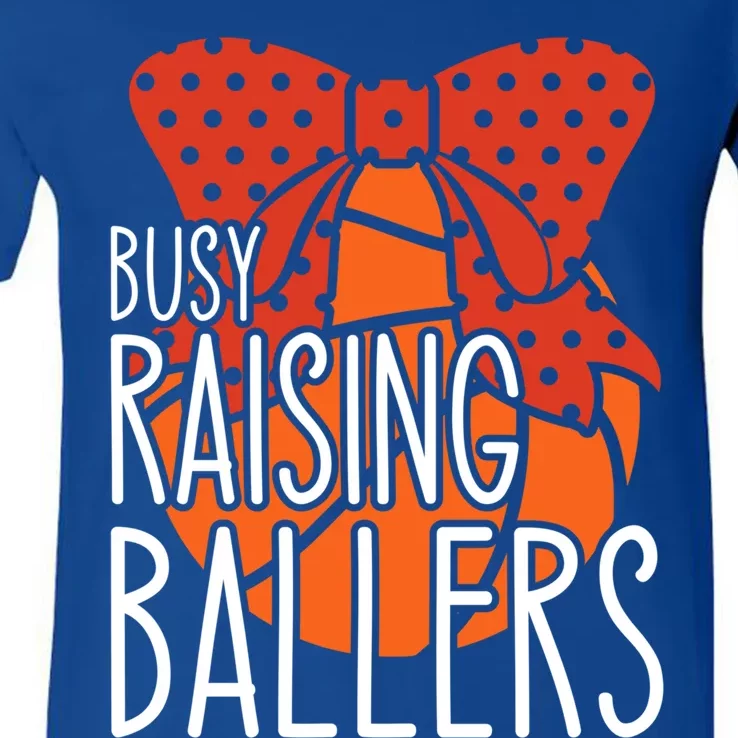 Busy Raising Ballers Basketball Mom Gift V-Neck T-Shirt