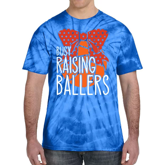 Busy Raising Ballers Basketball Mom Gift Tie-Dye T-Shirt