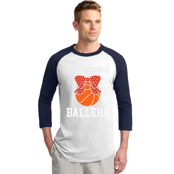 Busy Raising Ballers Basketball Mom Gift Baseball Sleeve Shirt