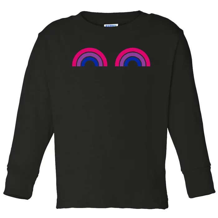 Bisexual Rainbow Boobs Funny Bi Pride Lgbt Pride Toddler Long Sleeve Shirt