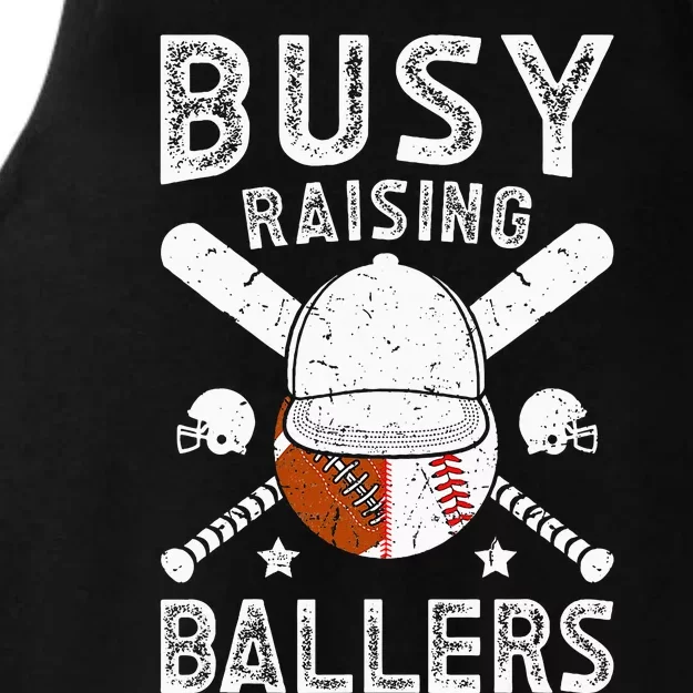 Busy Raising Ballers Football Baseball Dad Of Ballers Ladies Tri-Blend Wicking Tank