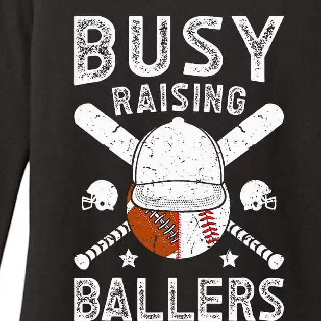 Busy Raising Ballers Football Baseball Dad Of Ballers Womens CVC Long Sleeve Shirt