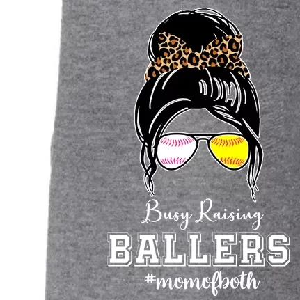 Busy Raising Ballers Mom Of Both Baseball Softball Messy Bun Sticker Features De Doggie 3-End Fleece Hoodie