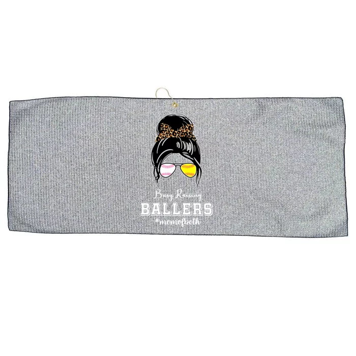 Busy Raising Ballers Mom Of Both Baseball Softball Messy Bun Sticker Features De Large Microfiber Waffle Golf Towel