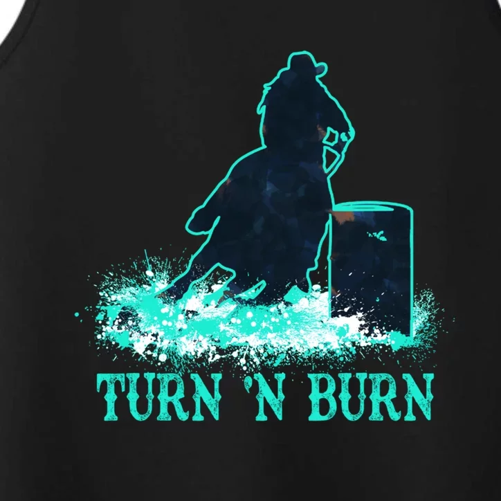 Barrel Racer Barrel Racing Horse Turn And Burn Teal Blue Cool Gift Performance Tank