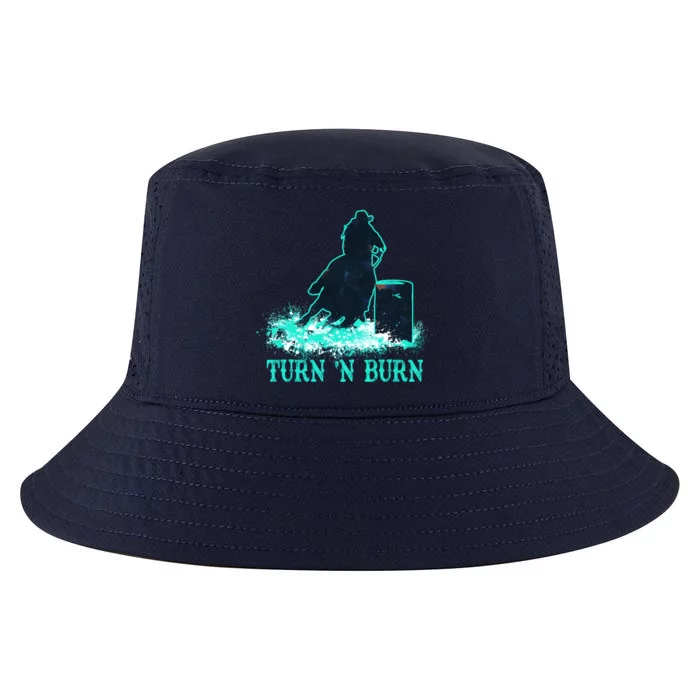 Barrel Racer Barrel Racing Horse Turn And Burn Teal Blue Cool Gift Cool Comfort Performance Bucket Hat