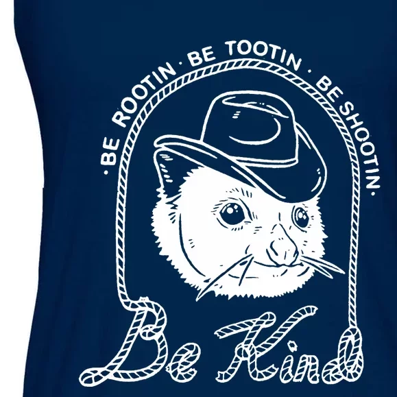 Be Rootin Be Tootin Be Shootin Be Kind Cowboy Opossum Lover Ladies Essential Flowy Tank