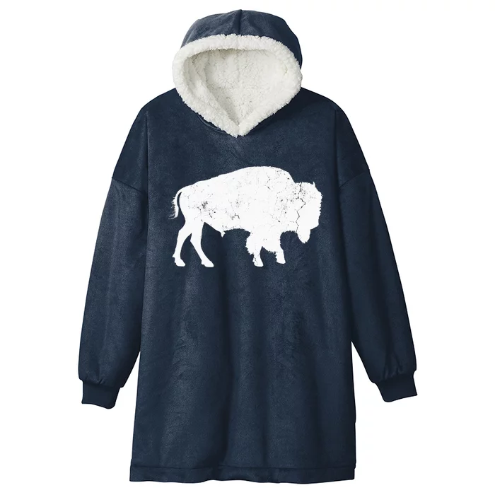 Buffalo Retro Bison Animal Lover Hooded Wearable Blanket